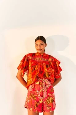 Red Secret Garden Organic Cotton Blouse