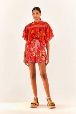 Red Secret Garden Organic Cotton Blouse -Perfect Top Shop 299824 04