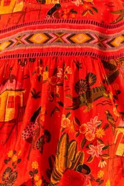 Red Secret Garden Organic Cotton Blouse -Perfect Top Shop 299824 05