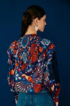 Farm Rio Navy Pineapple Flowers Blouse -Perfect Top Shop 301819 03