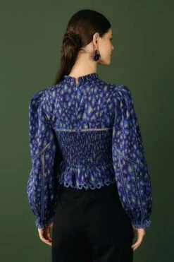 Farm Rio Blue Leopard Pop Blouse -Perfect Top Shop 301831 03