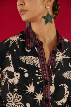 Farm Rio Black & White Cerrado Sky Shirt 9 Farm Rio Black & White Cerrado Sky Shirt -Perfect Top Shop 302034 03