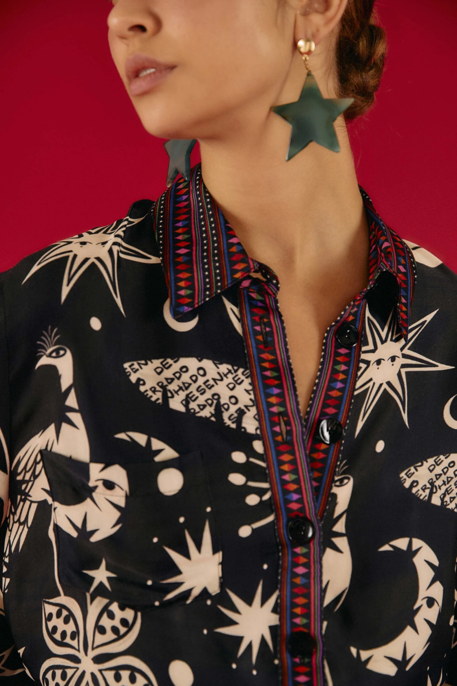 Farm Rio Black & White Cerrado Sky Shirt 5 Farm Rio Black & White Cerrado Sky Shirt - Image 3