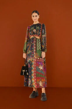 Farm Rio Shiny Mixed Scarves Cut Out Midi Dress 12 Farm Rio Shiny Mixed Scarves Cut Out Midi Dress -Perfect Top Shop 303802 04 1