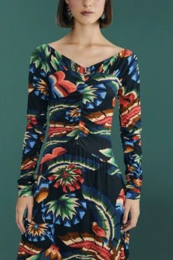 Farm Rio Black Chevron Forest Lenzing™ Ecovero™ Viscose Dress -Perfect Top Shop 303809 03