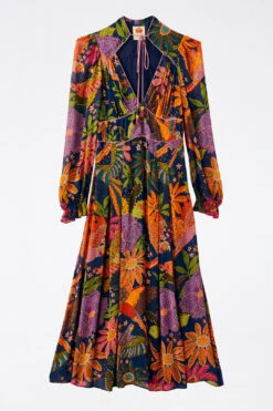 Farm Rio Navy Cool Macaw Midi Dress -Perfect Top Shop 303830 06