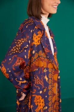 Farm Rio Navy Animal Sky Trench Coat -Perfect Top Shop 303838 04