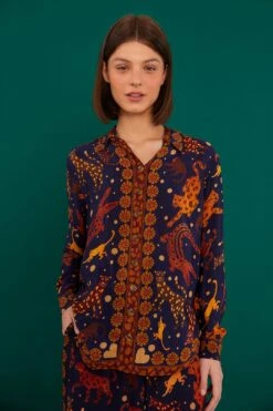Farm Rio Navy Animal Sky Shirt