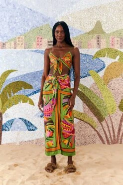 Farm Rio Toucans Scarf Lenzing™ Ecovero™ Viscose Crop Top -Perfect Top Shop 303977 01