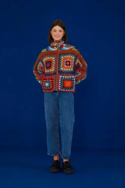 Farm Rio Crochet Colorful Forest Reversible Puffer Jacket -Perfect Top Shop 304119 03