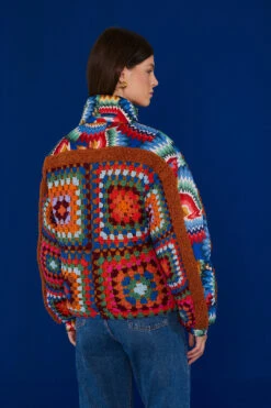 Farm Rio Crochet Colorful Forest Reversible Puffer Jacket -Perfect Top Shop 304119 04