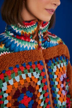 Farm Rio Crochet Colorful Forest Reversible Puffer Jacket -Perfect Top Shop 304119 05