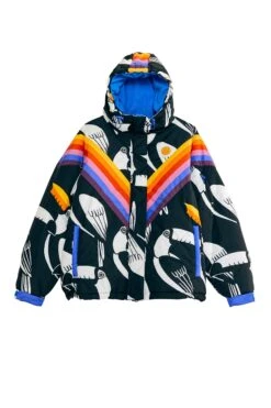 Farm Rio Black Graphic Toucans Ski Puffer Jacket -Perfect Top Shop 304125 08