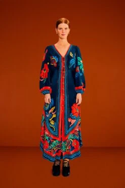 Farm Rio Blue Vintage Forest Midi Dress -Perfect Top Shop 304135 02 2