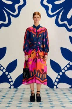 Farm Rio Graphic Scarves Lenzing™ Ecovero™ Viscose Midi Dress -Perfect Top Shop 304157 02