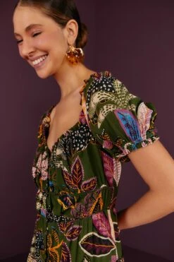 Farm Rio Green Wild Jungle Corset Midi Dress -Perfect Top Shop 304591 03