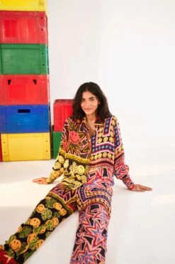 Farm Rio Patchwork Tapestry Smiley® Pants -Perfect Top Shop 305163 01