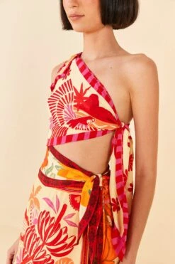 Farm Rio Forest Mixed Scarves Midi Dress -Perfect Top Shop 305267 04