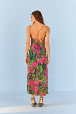 Farm Rio Pink Leaves Midi Dress -Perfect Top Shop 305298 03