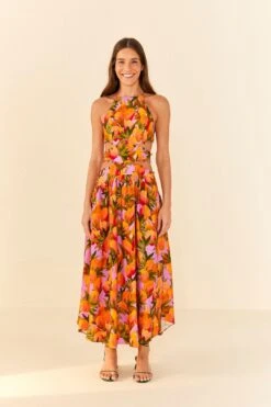 Farm Rio Lilac Mango Macaws Midi Dress -Perfect Top Shop 305347 04