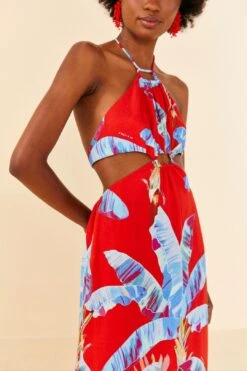 Farm Rio Red Sweet Jungle Cut Out Midi Dress -Perfect Top Shop 305349 04