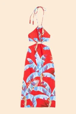 Farm Rio Red Sweet Jungle Cut Out Midi Dress -Perfect Top Shop 305349 06
