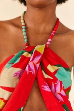 Farm Rio Red Heliconia Crop Top -Perfect Top Shop 306084 04