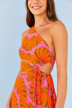 Farm Rio Pink CopacabanaLenzing™ Ecovero™ Viscose Cut Out Midi Dress -Perfect Top Shop 306086 03