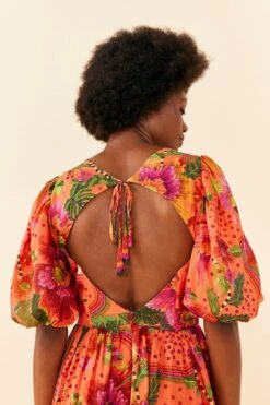 Farm Rio Orange Blooming Garden Midi Dress 10 Farm Rio Orange Blooming Garden Midi Dress -Perfect Top Shop 306092 03