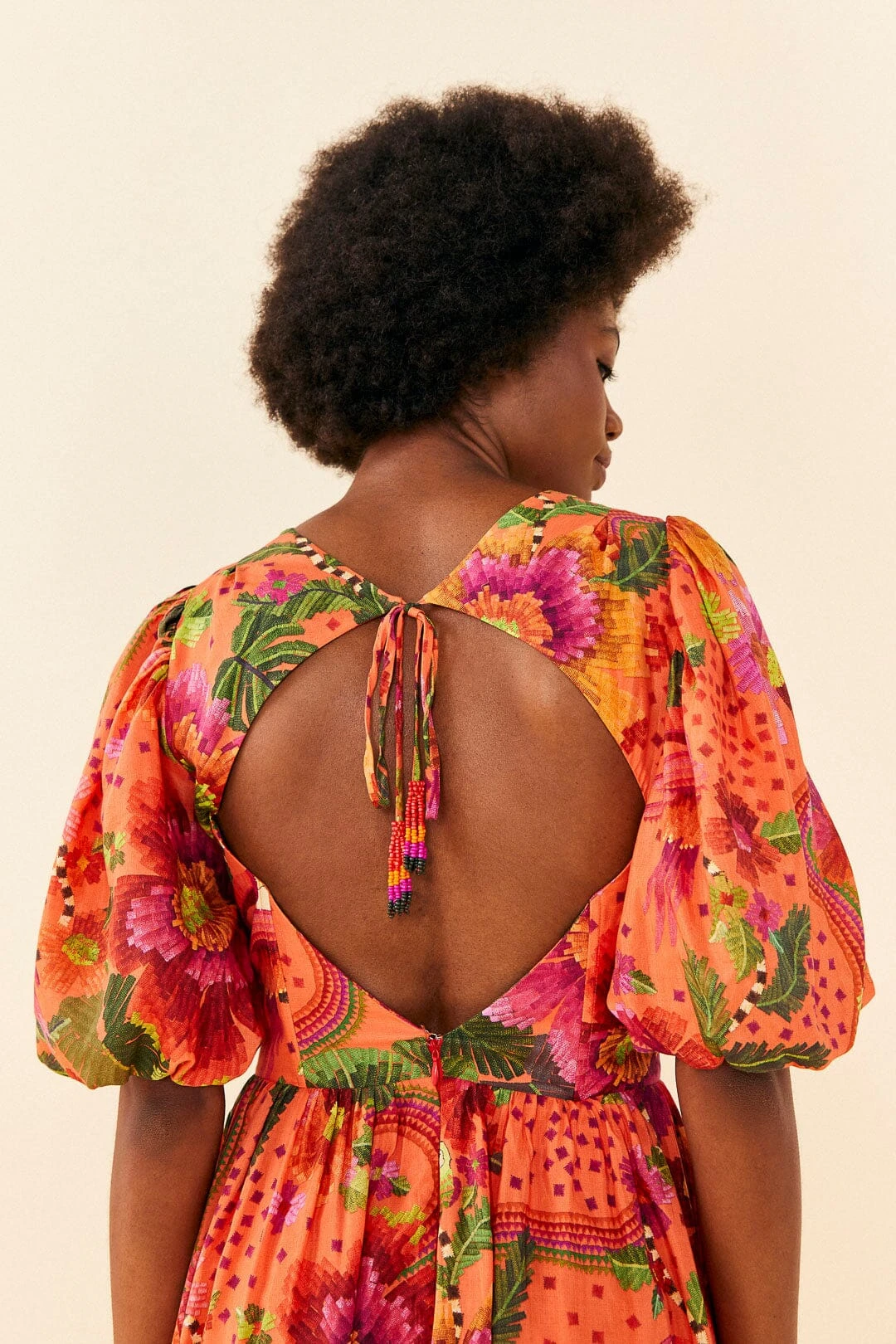 Farm Rio Orange Blooming Garden Midi Dress 5 Farm Rio Orange Blooming Garden Midi Dress - Image 3