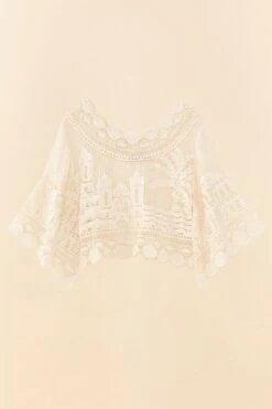 Farm Rio Off-White Morada Boa Guipire Blouse -Perfect Top Shop 306104 05