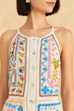 Farm Rio Grandma Gift Embroidered Midi Dress -Perfect Top Shop 306112 03