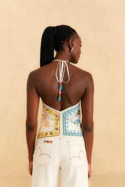 Farm Rio Grandma Gift Embroidered Halter Blouse 11 Farm Rio Grandma Gift Embroidered Halter Blouse -Perfect Top Shop 306113 04