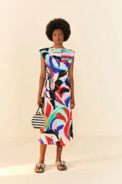 Farm Rio Colorful Monstera Organic Cotton T-Shirt Dress