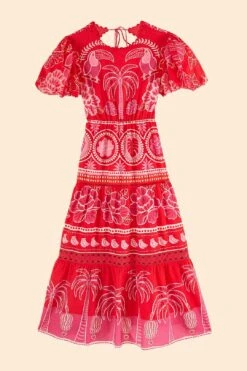 Farm Rio Red Summer Sunrise Midi Dress -Perfect Top Shop 306178 06