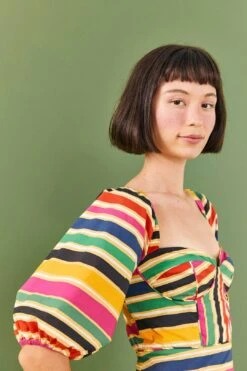 Farm Rio Rainbow Stripes Midi Dress -Perfect Top Shop 306188 03