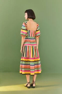 Farm Rio Rainbow Stripes Midi Dress -Perfect Top Shop 306188 04