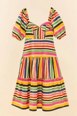Farm Rio Rainbow Stripes Midi Dress -Perfect Top Shop 306188 06