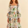Farm Rio White Summer Garden Midi Dress -Perfect Top Shop 306202 01