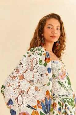 Farm Rio White Summer Garden Midi Dress -Perfect Top Shop 306202 03