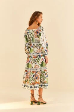 Farm Rio White Summer Garden Midi Dress -Perfect Top Shop 306202 04