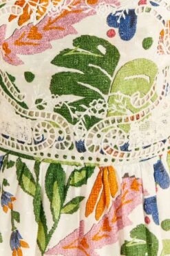 Farm Rio White Summer Garden Midi Dress -Perfect Top Shop 306202 05