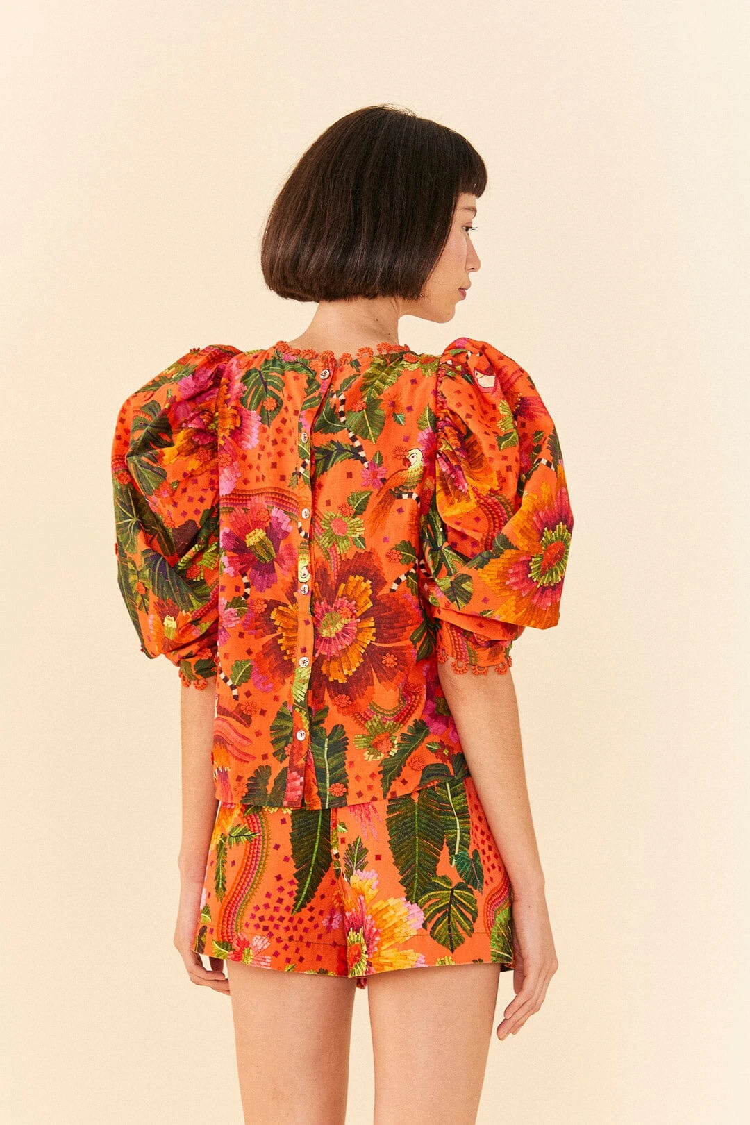 Farm Rio Orange Blooming Garden Blouse 6 Farm Rio Orange Blooming Garden Blouse - Image 4