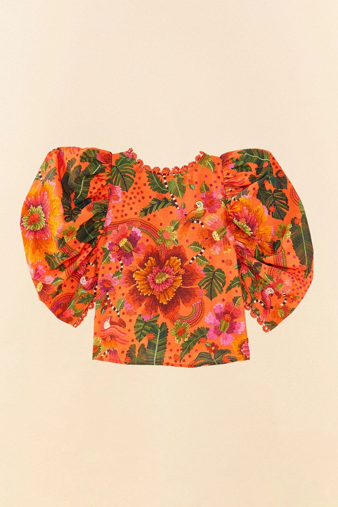 Farm Rio Orange Blooming Garden Blouse 8 Farm Rio Orange Blooming Garden Blouse - Image 6