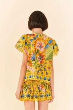 Farm Rio Yellow Summer Garden Blouse -Perfect Top Shop 306228 04