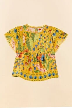 Farm Rio Yellow Summer Garden Blouse -Perfect Top Shop 306228 06