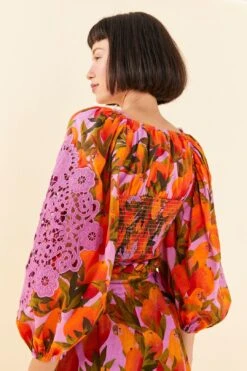 Farm Rio Lilac Mango Macaws Blouse -Perfect Top Shop 306230 03