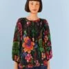 Farm Rio Black Blooming Garden Blouse -Perfect Top Shop 306231 01