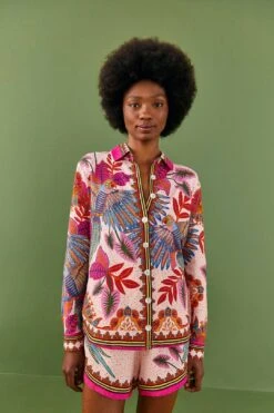 Farm Rio Pink Macaw Scarf Shirt -Perfect Top Shop 306246 03