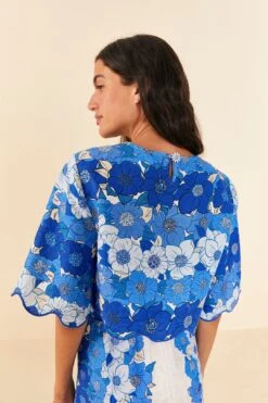 Farm Rio Blue Flower Stripes Crop Top 10 Farm Rio Blue Flower Stripes Crop Top -Perfect Top Shop 306302 03